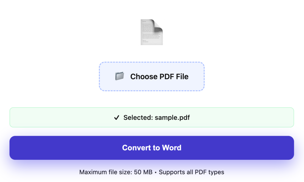 Processing PDF to Word conversion
