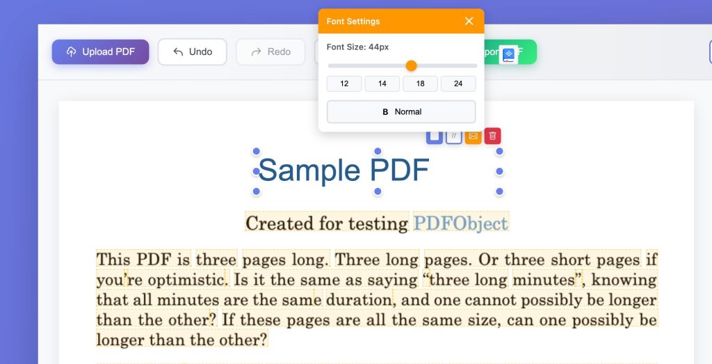 Edit text content in PDF