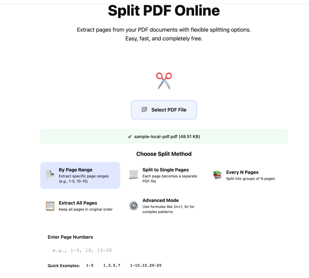 Upload a PDF file to start splitting