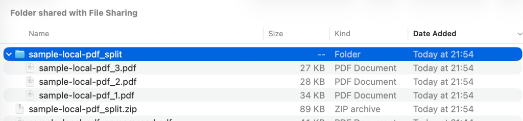 Unzip and access split PDF files