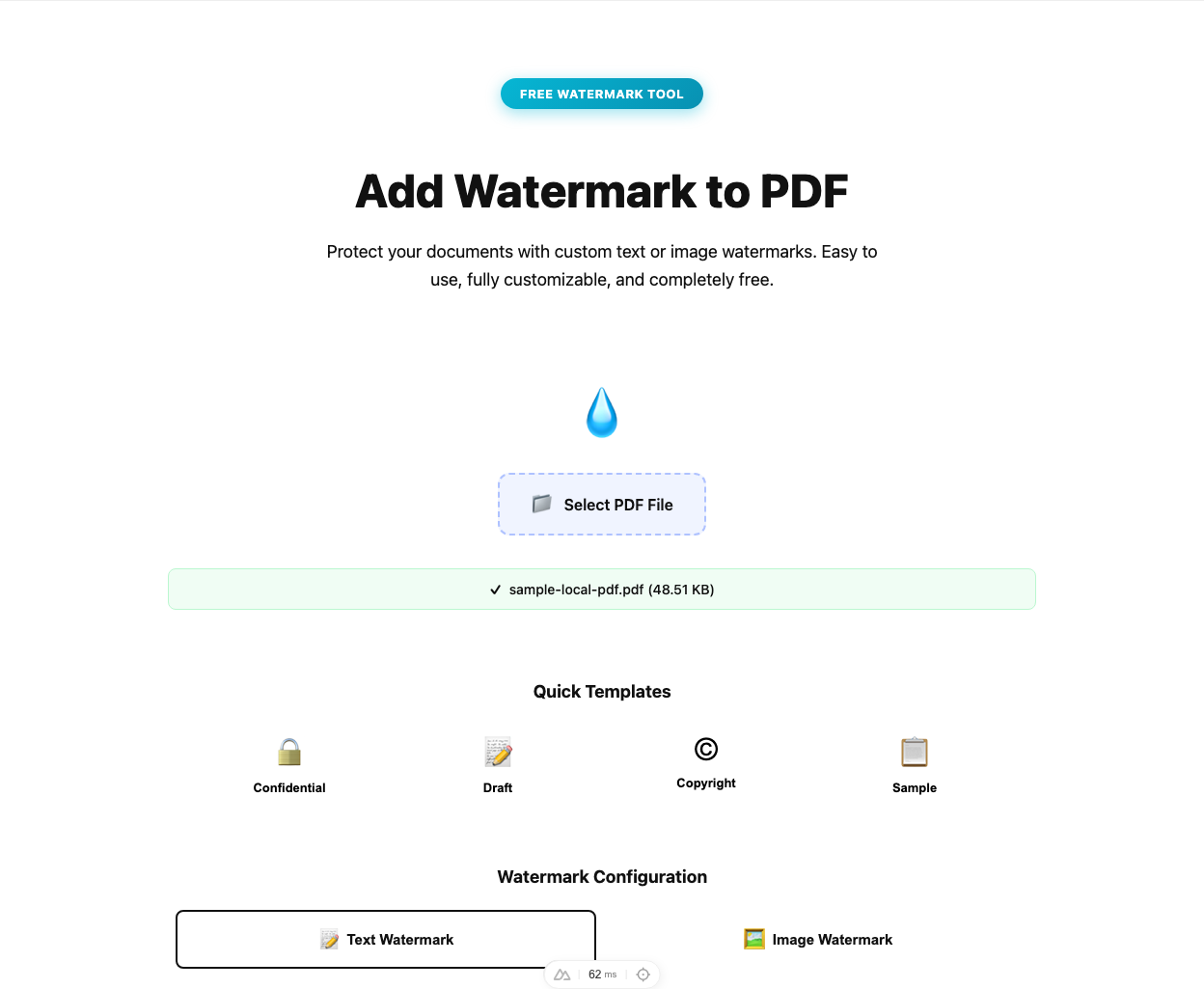 Add watermark tool interface screenshot
